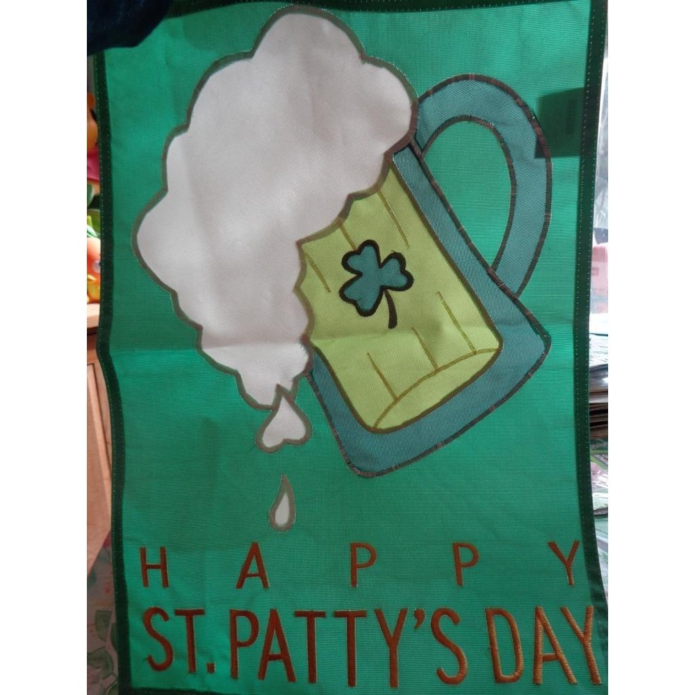 Small Yard Garden Flag Happy St. Patty's Day Beer 12x18"